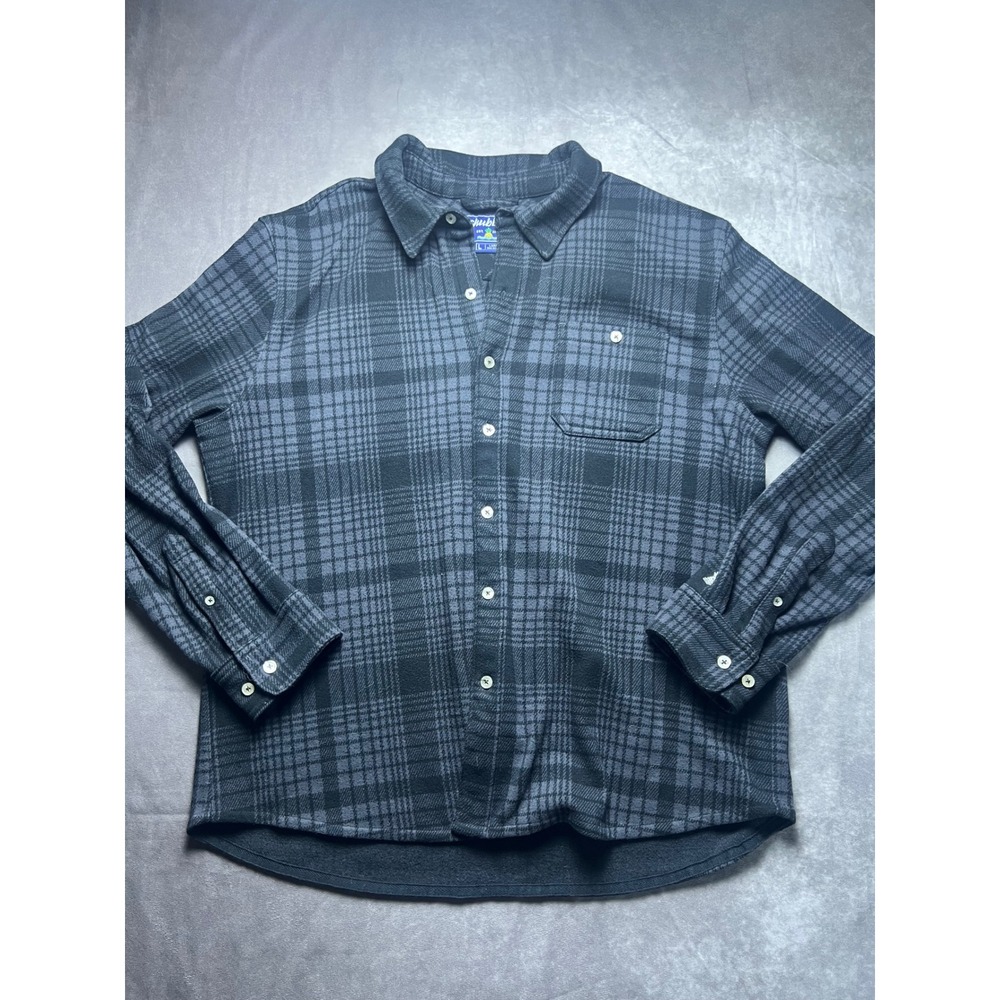 Chubbies Flannel Shirt Mens Large Grey Black Plaid Long Sleeve Button Down Logo